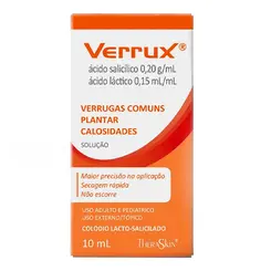 Verrux Removedor de Verrugas Ácido Salicílico 0,20g/ml + Ácido Láctico 0,15g/ml Solução Tópica - 10ml