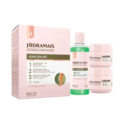 Kit Home Spa Pés Sais Relaxantes 75g + Gel Esfoliante 100g + Creme Ultra Hidratante 50g Hidramais - 1 Unidade