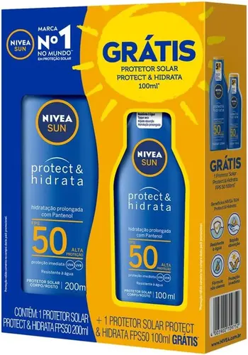 Kit Sun Protect & Hidrata 200ml +Protetor Solar Corporal  FPS 50 100ml Nivea -1 unidade