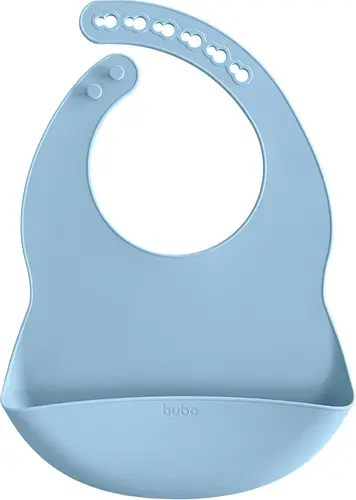 Babador Pega Migalhas Em Silicone Azul Buba - 1 unidade