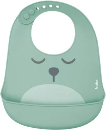 Babador De Silicone Com Pega Migalhas Gumy Verde Buba- 1 unidade