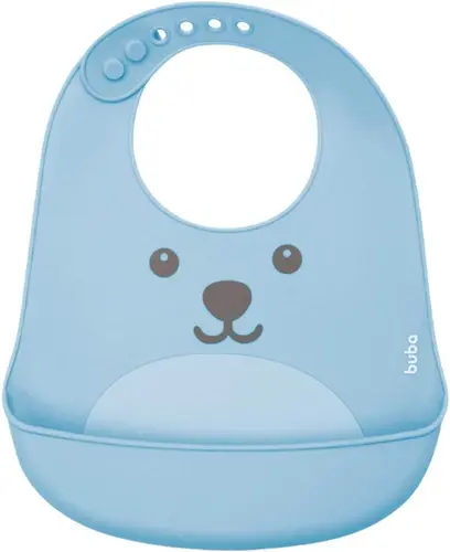 Babador de Silicone com Pega Migalhas Gumy Azul Buba - 1 unidade
