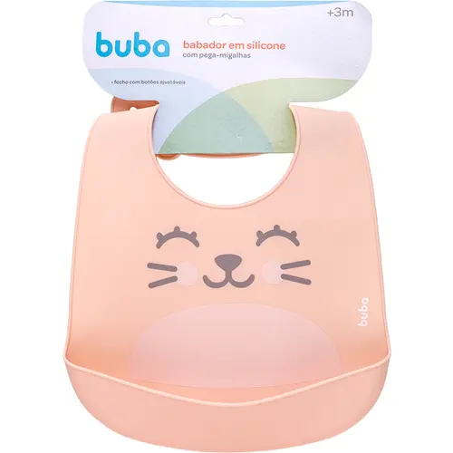Babador Em Silicone Com Pega-Migalhas Gumy Pessego Buba - 1 unidade