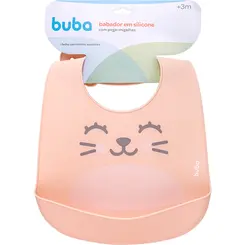 Babador Em Silicone Com Pega-Migalhas Gumy Pessego Buba - 1 unidade