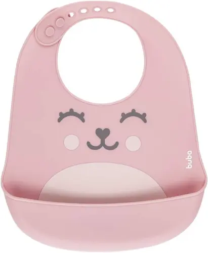 Babador de Silicone com Pega Migalhas Gumy Rosa Buba - 1 unidade