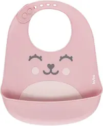 Babador de Silicone com Pega Migalhas Gumy Rosa Buba - 1 unidade