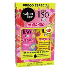 kit Shampoo + Condicionador meu liso kids Morango salon line - 300ml