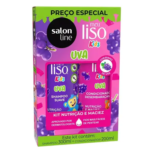 kit Shampoo + Condicionador meu liso  uva Salon Line kids - 300ml