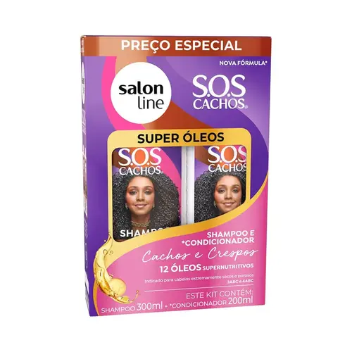 kit Shampoo + Condicionador SOS Cachos Super Óleos Salon Line - 300ml