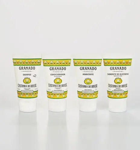 Kit Minis Terrapeutics Castanha Sabonete Líquido 50ml + Shampoo 50ml + Condicionador 50ml + Hidratante 50ml Granado - 1 Unidade