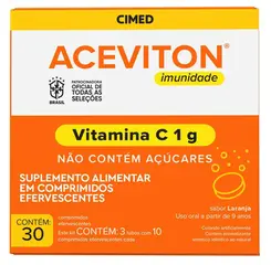 Aceviton Efervescente  Vitamina C 1g Laranja Cimed - 30 comprimidos