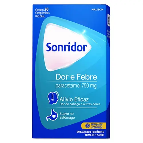 Sonridor Dor e Febre Paracetamol 750mg Bayer - 20 comprimidos