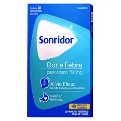 Sonridor Dor e Febre Paracetamol 750mg Bayer - 20 comprimidos
