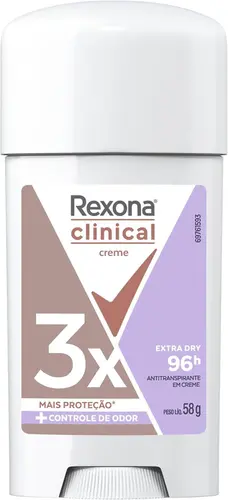 Desodorante Stick Creme  Clinical Extra Dry Feminino 96h Rexona - 58g
