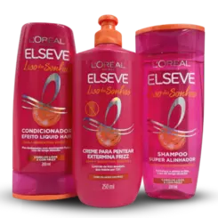 Kit Shampoo200 ml + Cond.200ml +Creme de Pentear 250ml Liso dos sonhos Elseve - 1 un.
