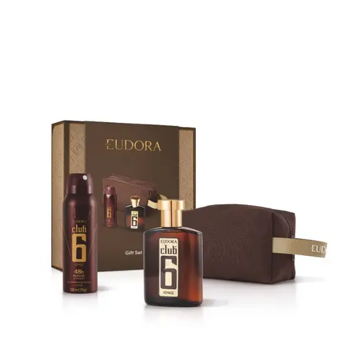 Kit Presente Club 6 Voyage Eudora 3 itens - Perfume 95ml + Desodorante 125ml +  Nécessaire