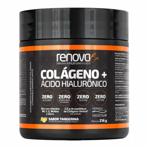 Colágeno + Ácido  Hialurônico Sabor Tangerina  Renova Be - 216g
