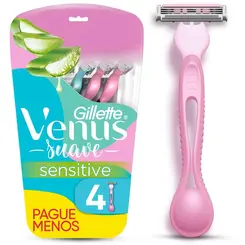 Aparelho de Depilar Gillette Suave Sensitive  Venus -  4 unidades
