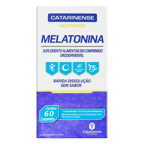 Suplemento Alimentar Melatonina Catarinense 0,21mg Nutrição - 60 Comprimidos